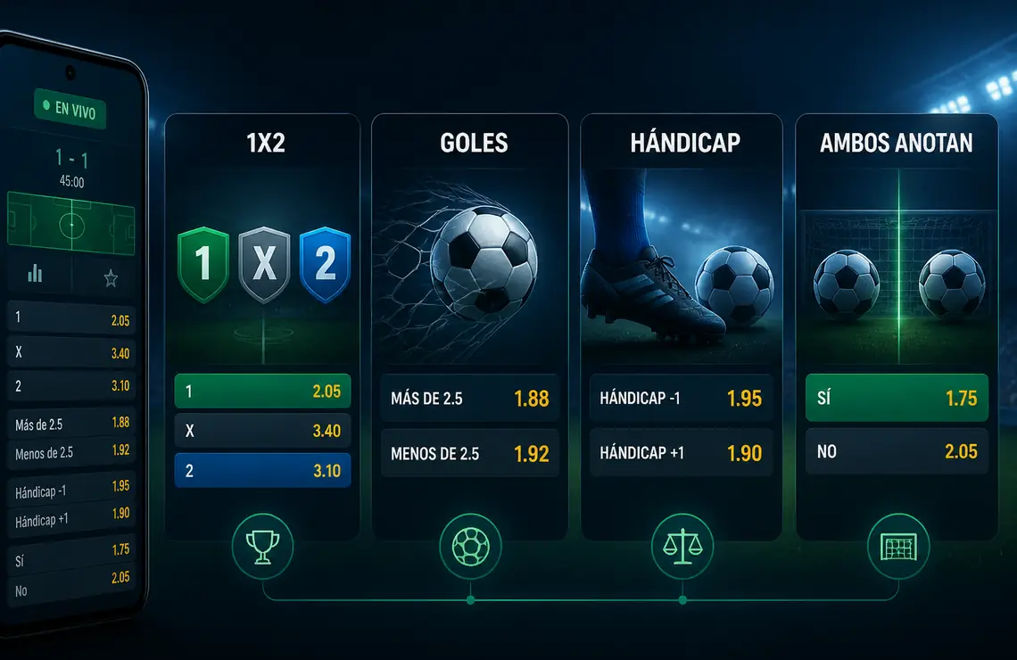 apuestas 1X2, goles, hándicap y ambos anotan