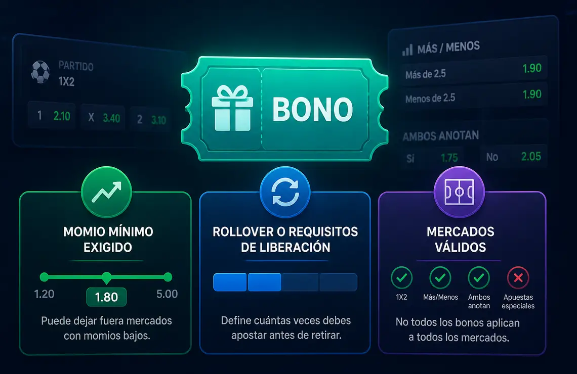 Condiciones de bonos: momios mínimos y rollover